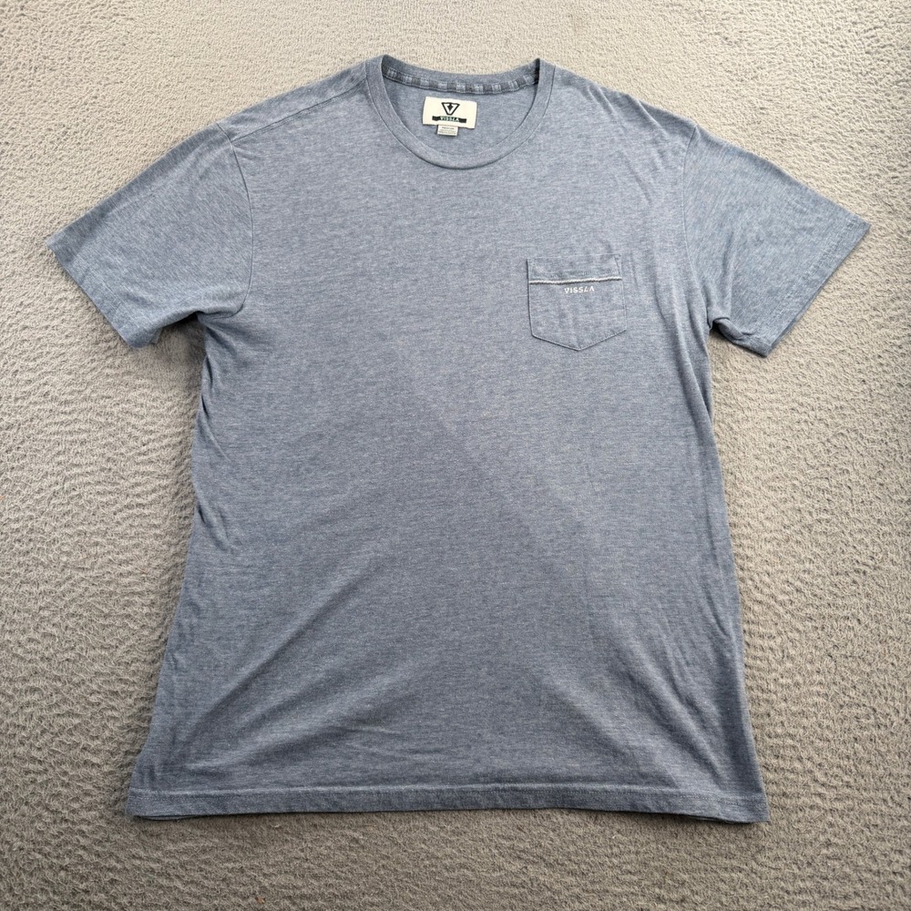 Vissla Shirt Pocket Tee Mens Medium Blue Heathered Surf Casual Short Sleeve